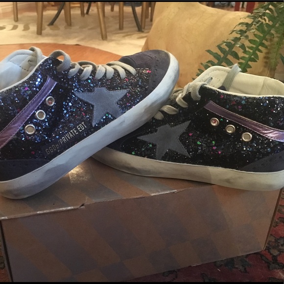 golden goose pink glitter mid star